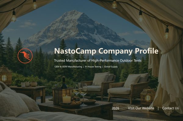 NastoCamp 2026 company profile introducing tent manufacturing capabilities, OEM production, and global outdoor equipment solutions