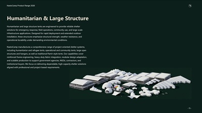 Humanitarian relief tents and large structure shelters in the NastoCamp catalog