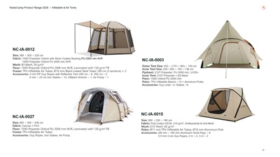 Inflatable and air tents featured in the NastoCamp product catalog