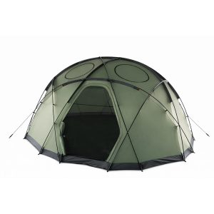 Large geodesic dome camping tent for family camping and glamping with aluminum poles and waterproof polyester fabric