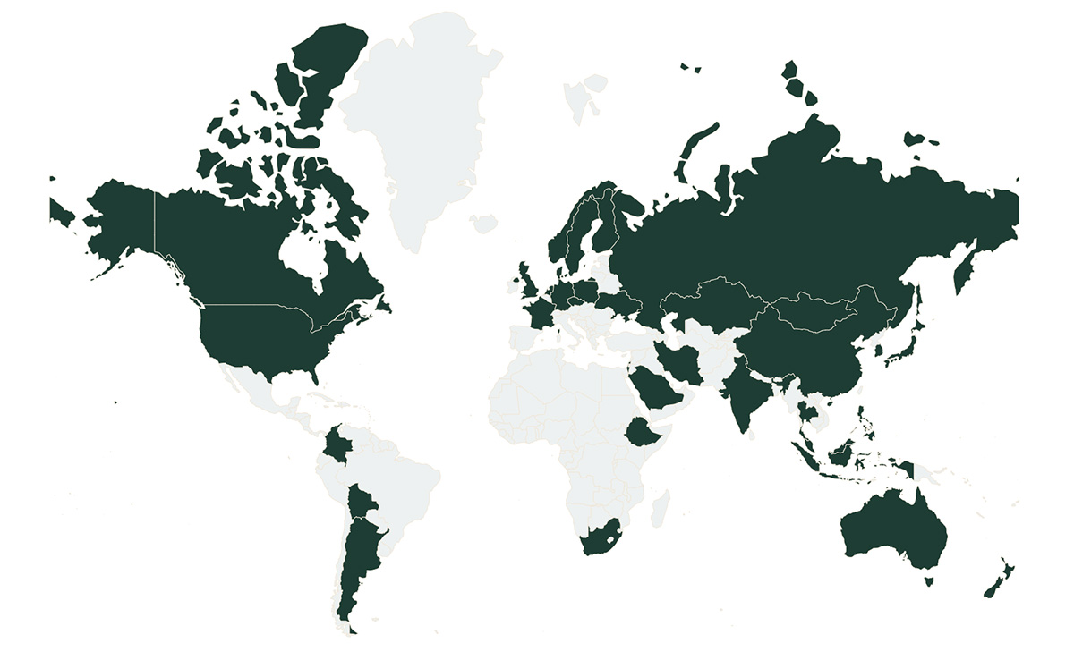 World map highlighting global markets served by Nastocamp