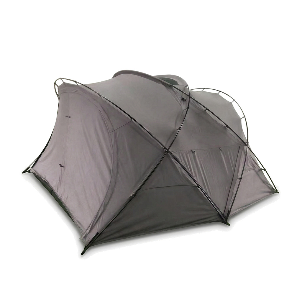 Beige glamping tent with T/C fabric door and double-layer structure