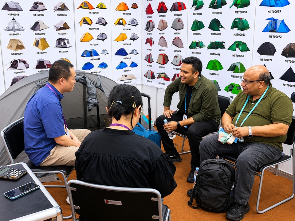NastoCamp team meeting international buyers at Canton Fair 2024