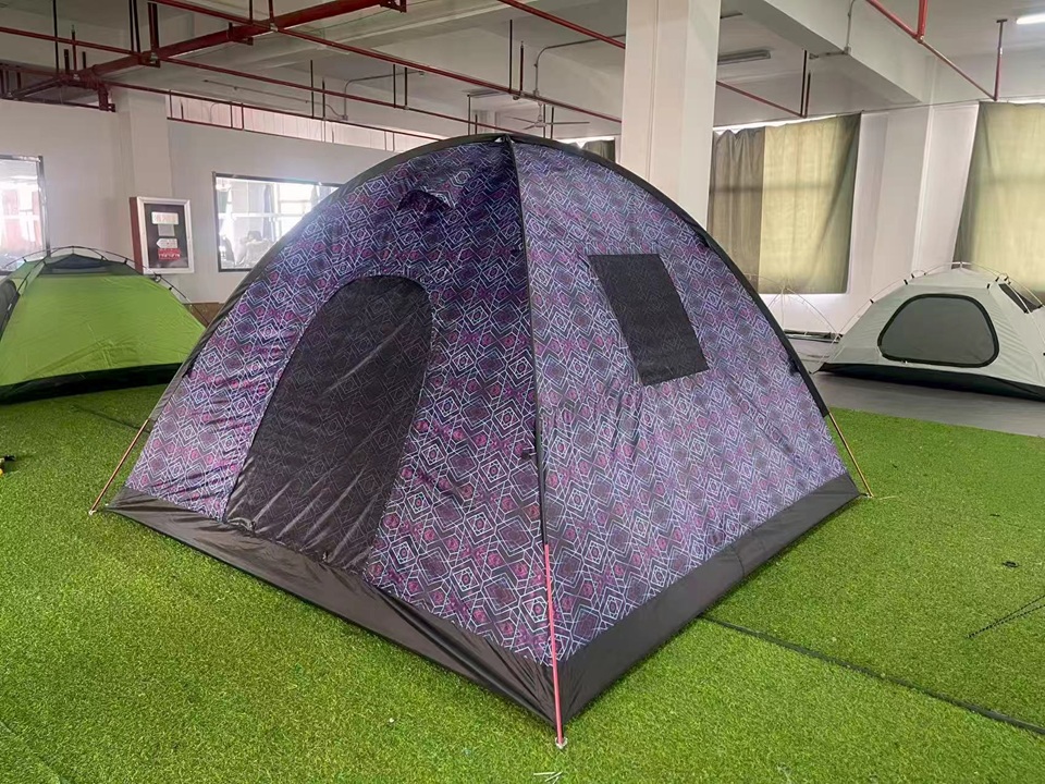 Custom printed camping tent sample developed for a Middle East customer using client-supplied artwork