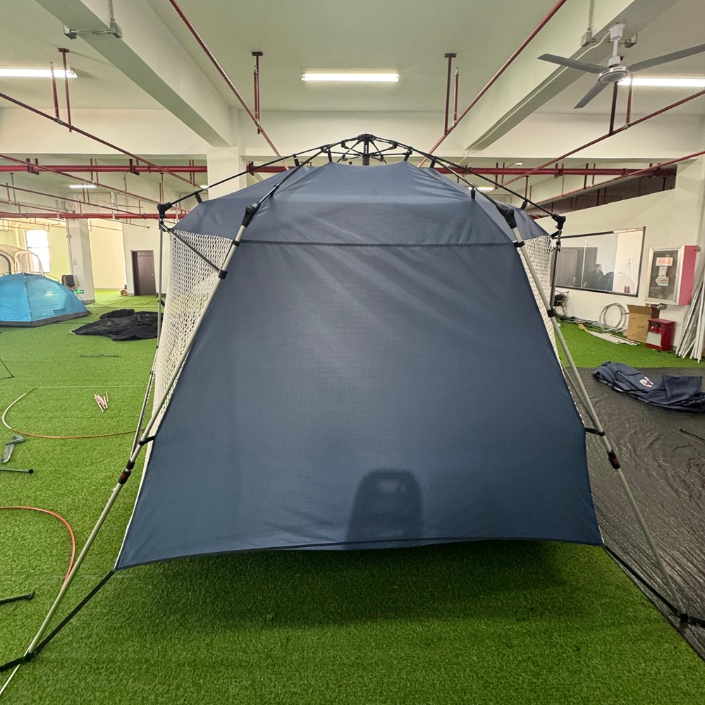 Rear view of NC-SU-0013 portable golf practice net tent with UV-resistant canopy