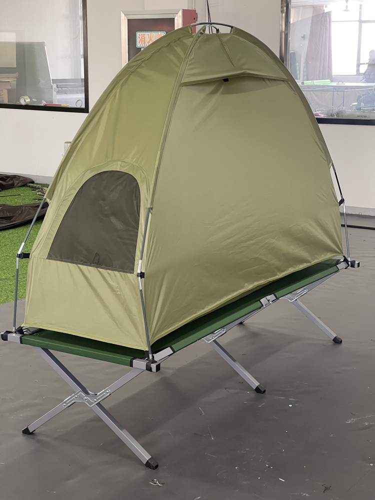 NC-SU-0016 stretcher tent front view showing elevated camping shelter structure