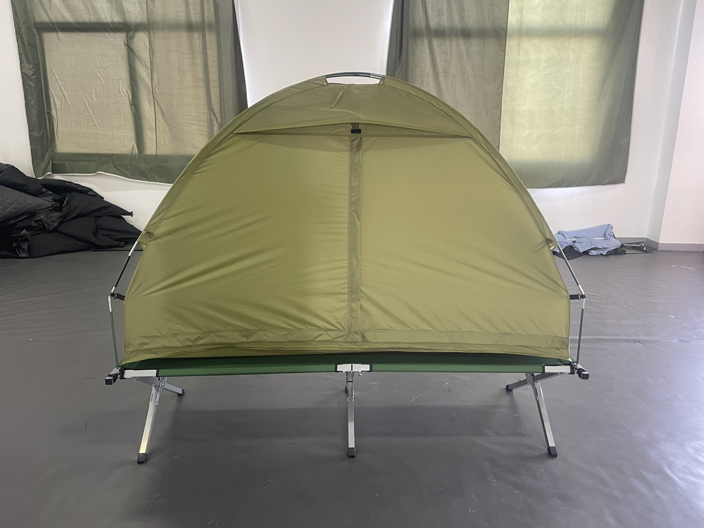 NC-SU-0016 waterproof cot tent side view with fiberglass pole frame