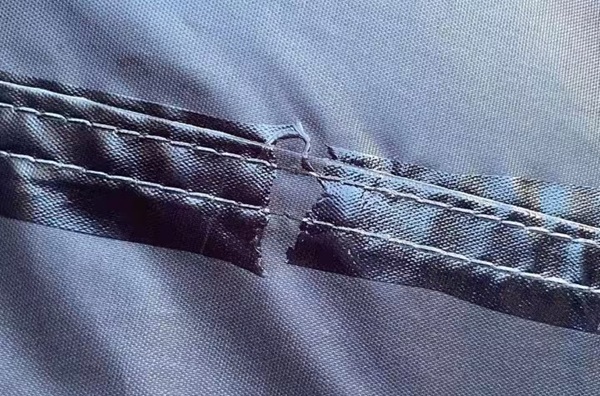 Improper seam taping causing water leakage during tent waterproof testing
