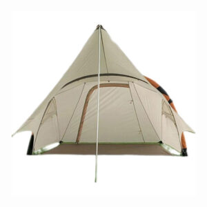 Inflatable camping tent with awning front view for family outdoor camping