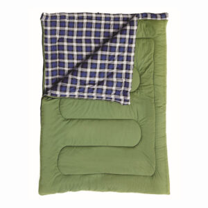 Convertible camping blanket sleeping bag with cotton flannel lining and hollowfiber filling