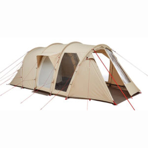 Large blackout tunnel family tent with multiple sleeping and living areas