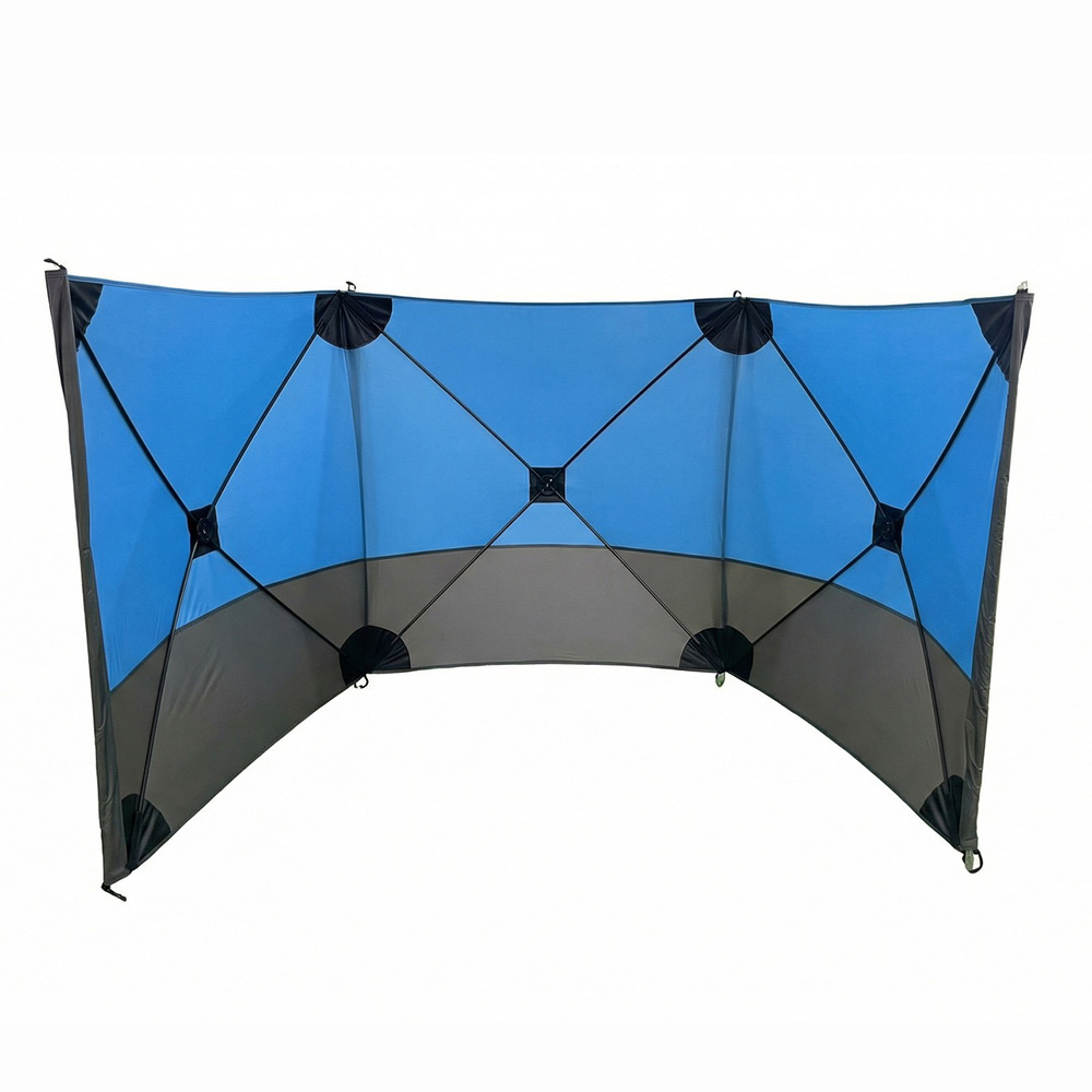 Portable 3-panel camping windbreak screen with folding support frame