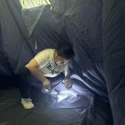 Final inspection of tent using detailed quality control check before shipment in OEM manufacturing